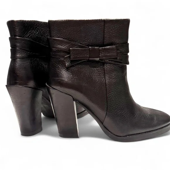 KATE SPADE New York Black Leather Ankle Boots – Bow Detail – Size 9 - Picture 1 of 8